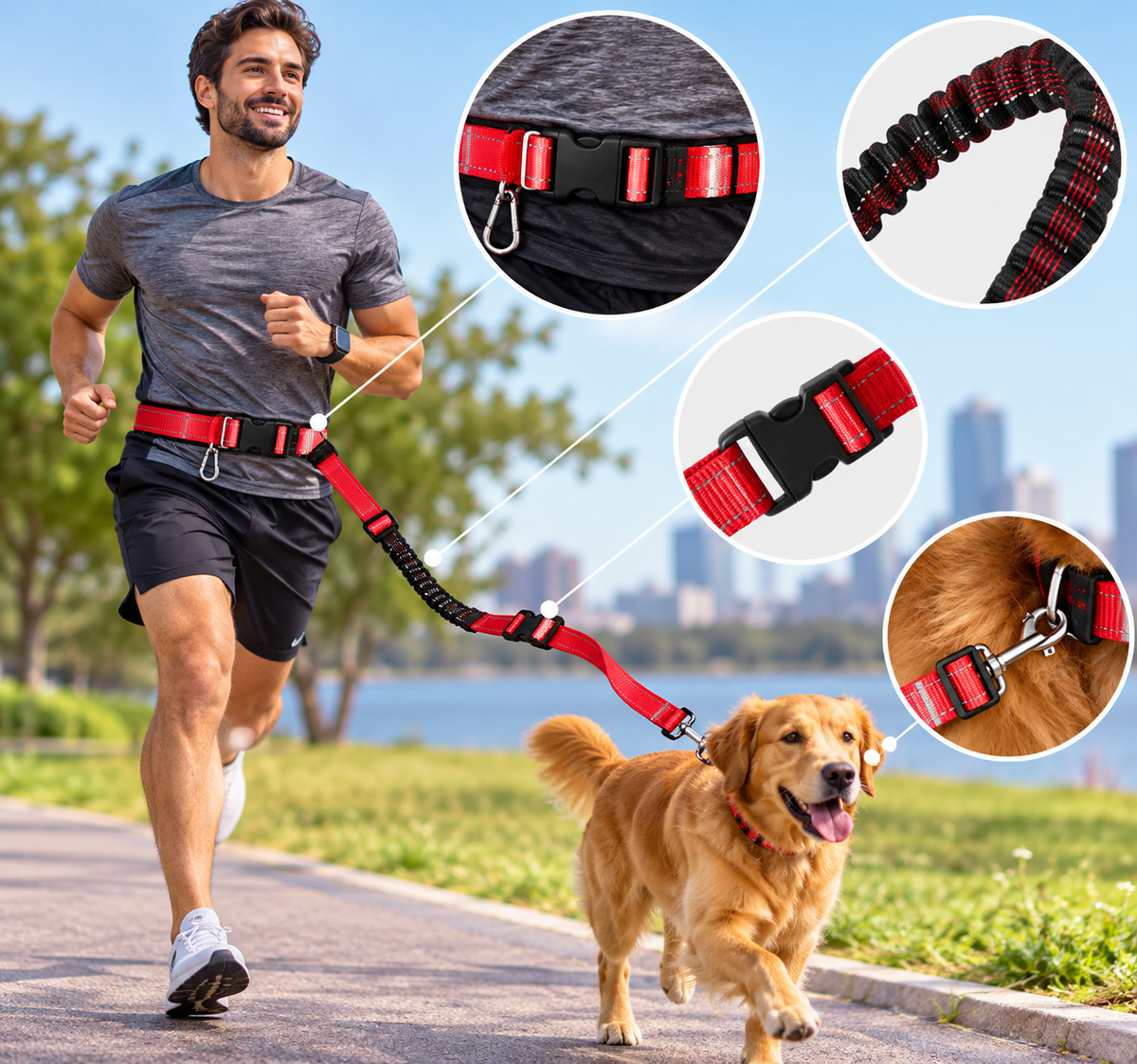 Adjustable Hands-Free Dog Leash | 55–77 Inches