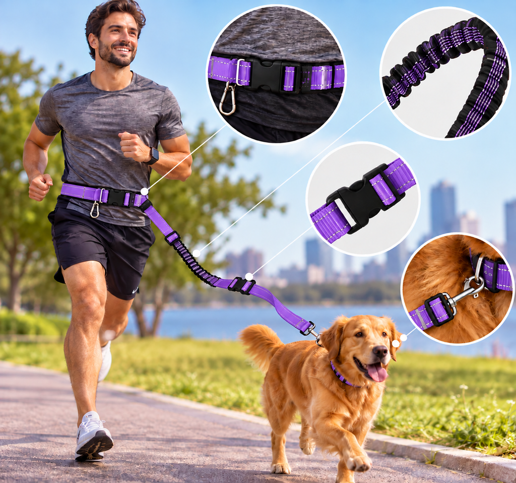 Adjustable Hands-Free Dog Leash | 55–77 Inches