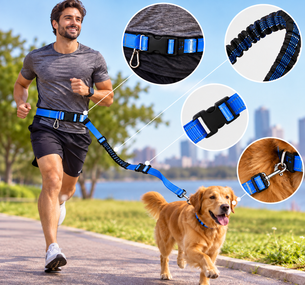 Adjustable Hands-Free Dog Leash | 55–77 Inches